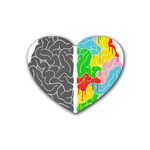 Clip Art Brain Halves Rubber Heart Coaster (4 pack) Front