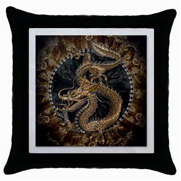 Dragon Pentagram Throw Pillow Case (Black)