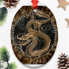 Dragon Pentagram Oval Ornament (two Sides)