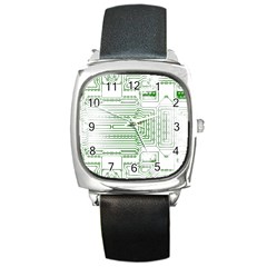 Circuit Board Square Metal Watch by Sapixe