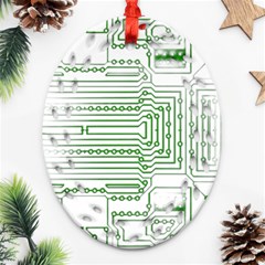 Circuit Board Oval Filigree Ornament (two Sides)