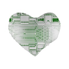 Circuit Board Standard 16  Premium Flano Heart Shape Cushions by Sapixe