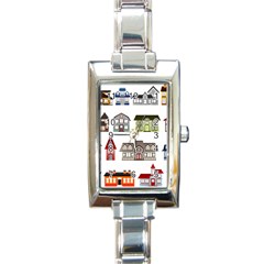 Houses Rectangle Italian Charm Watch by Sapixe