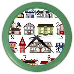 Houses Color Wall Clock by Sapixe