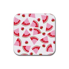 Pink Watermeloon Rubber Coaster (square) by Sapixe