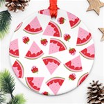 Pink Watermeloon Round Ornament (Two Sides) Front