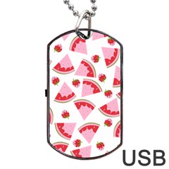 Pink Watermeloon Dog Tag Usb Flash (two Sides) by Sapixe