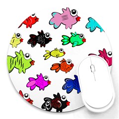 Fish Fishes Marine Life Swimming Water Round Mousepads by Sapixe