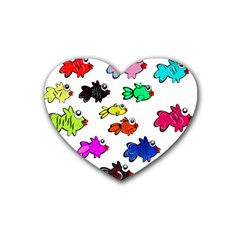 Fish Fishes Marine Life Swimming Water Rubber Coaster (heart) by Sapixe