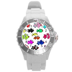 Fish Fishes Marine Life Swimming Water Round Plastic Sport Watch (l) by Sapixe