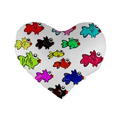 Fish Fishes Marine Life Swimming Water Standard 16  Premium Flano Heart Shape Cushions by Sapixe