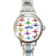 Fish Swim Cartoon Funnycute Round Italian Charm Watch by Sapixe