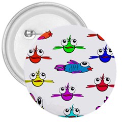 Fish Swim Cartoon Funnycute 3  Buttons by Sapixe