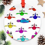 Fish Swim Cartoon Funnycute Ornament (Round) Front