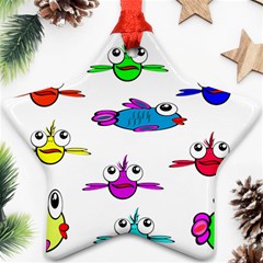 Fish Swim Cartoon Funnycute Ornament (star)