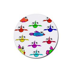 Fish Swim Cartoon Funnycute Rubber Coaster (round) by Sapixe