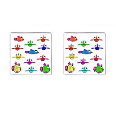 Fish Swim Cartoon Funnycute Cufflinks (square) by Sapixe