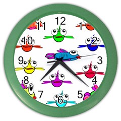 Fish Swim Cartoon Funnycute Color Wall Clock by Sapixe