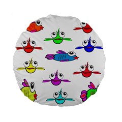 Fish Swim Cartoon Funnycute Standard 15  Premium Flano Round Cushions by Sapixe