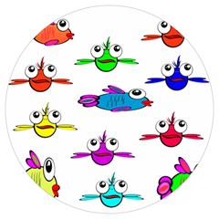 Fish Swim Cartoon Funnycute Round Trivet by Sapixe