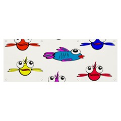 Fish Swim Cartoon Funnycute Banner And Sign 8  X 3 