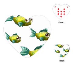 Fish Vector Green Playing Cards Single Design (heart)