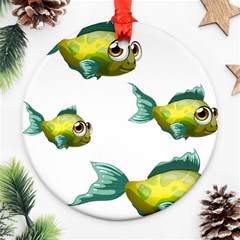 Fish Vector Green Round Ornament (two Sides)