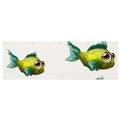 Fish Vector Green Banner And Sign 12  X 4  by Sapixe