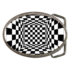 Black And White Chess Checkered Spatial 3d Belt Buckles by Sapixe