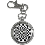 Black And White Chess Checkered Spatial 3d Key Chain Watches Front