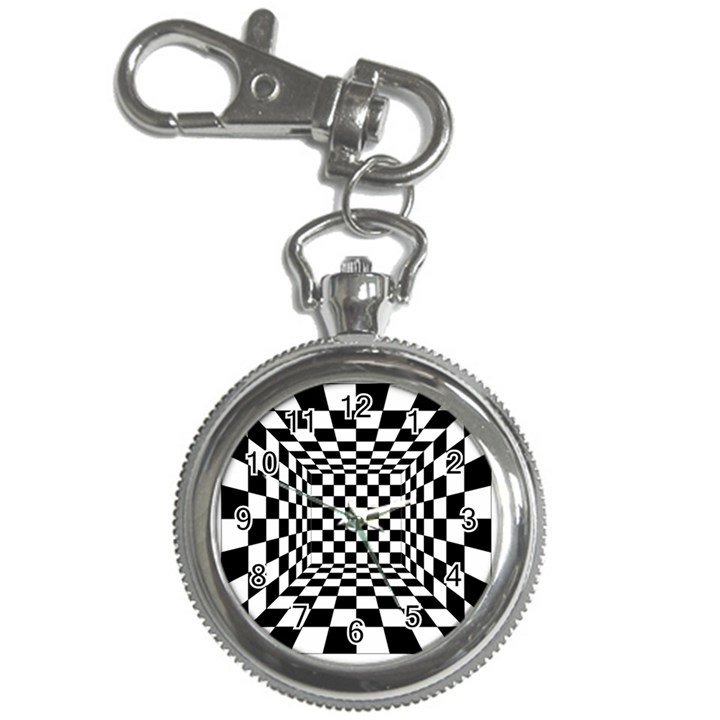 Black And White Chess Checkered Spatial 3d Key Chain Watches