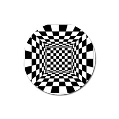 Black And White Chess Checkered Spatial 3d Magnet 3  (round) by Sapixe