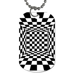 Black And White Chess Checkered Spatial 3d Dog Tag (two Sides) by Sapixe