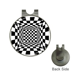 Black And White Chess Checkered Spatial 3d Hat Clips With Golf Markers by Sapixe