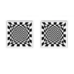 Black And White Chess Checkered Spatial 3d Cufflinks (square) by Sapixe