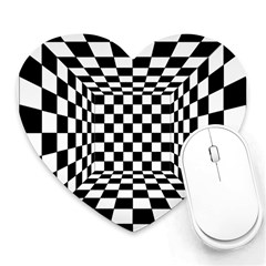 Black And White Chess Checkered Spatial 3d Heart Mousepads by Sapixe