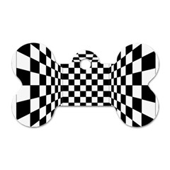 Black And White Chess Checkered Spatial 3d Dog Tag Bone (two Sides) by Sapixe