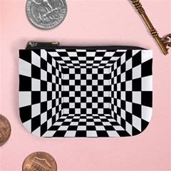 Black And White Chess Checkered Spatial 3d Mini Coin Purse by Sapixe