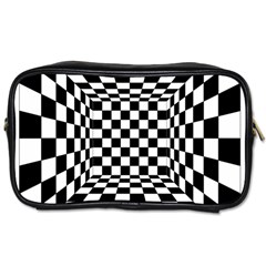 Black And White Chess Checkered Spatial 3d Toiletries Bag (one Side) by Sapixe