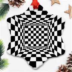 Black And White Chess Checkered Spatial 3d Ornament (snowflake)