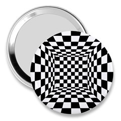 Black And White Chess Checkered Spatial 3d 3  Handbag Mirrors by Sapixe