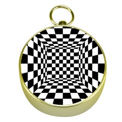 Black And White Chess Checkered Spatial 3d Gold Compasses by Sapixe