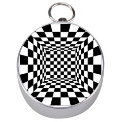 Black And White Chess Checkered Spatial 3d Silver Compasses by Sapixe