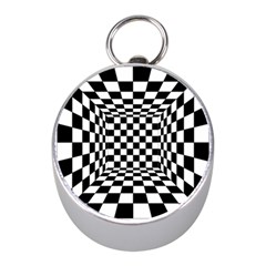 Black And White Chess Checkered Spatial 3d Mini Silver Compasses by Sapixe