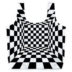 Black And White Chess Checkered Spatial 3d Full Print Recycle Bag (xxxl) by Sapixe