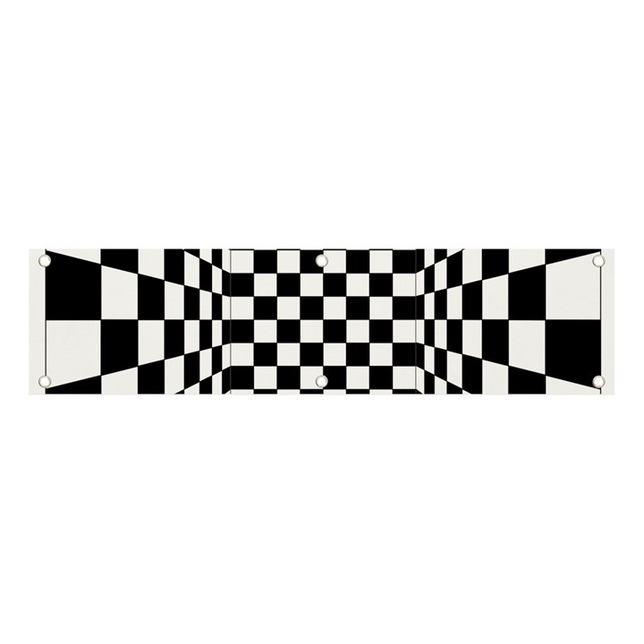 Black And White Chess Checkered Spatial 3d Banner and Sign 4  x 1 