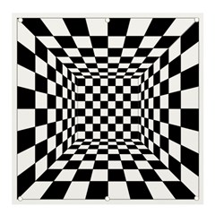 Black And White Chess Checkered Spatial 3d Banner And Sign 4  X 4 