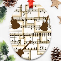 Music Paper Guitars Background Art Ornament (oval)