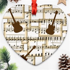 Music Paper Guitars Background Art Ornament (heart)