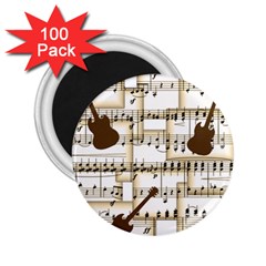 Music Paper Guitars Background Art 2 25  Magnets (100 Pack)  by Sapixe